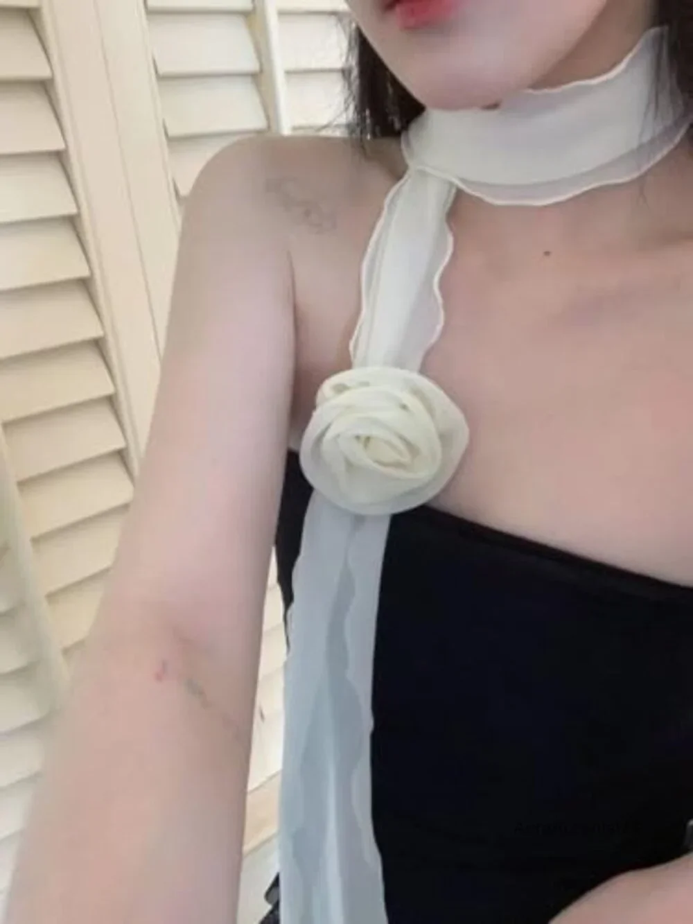 Detachable Rose Flower Chiffon Scarf - Elegant Long Fashion Scarf - Versatile